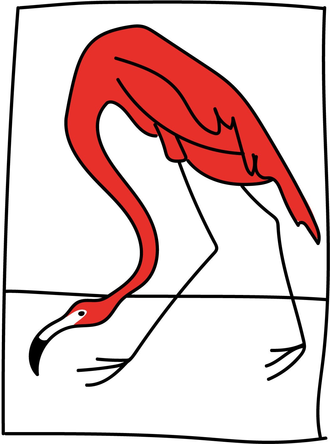 An illustration of a red flamingo
